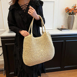 Sac Cabas en Paille | Grand Sac à Épaule Vintage