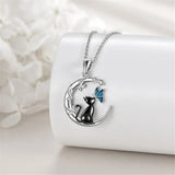 Collier Pendentif en Cristal de Chat de Lune et Papillon