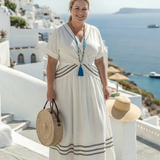 Seren | Robe Midi à Manches Courtes en V Style Enveloppant