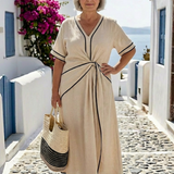 Linnea | Short-Sleeved V-Neck Midi Dress