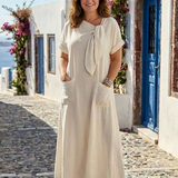 Elowyn | Robe Maxi à Encolure Ronde et Manches Courtes avec Poches