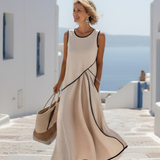 Soleia | Robe Maxi Drapée Sans Manches à Col Rond