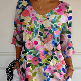 Pull en tricot imprimé floral coloré pour femmes
