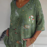 Pull en tricot avec motif répétitif de forêt et animaux pour femmes