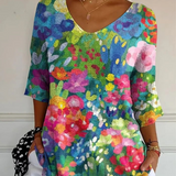 Vintage Floral Knitted Pullover for Women