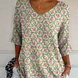 Women's Vintage Ethnic Floral Print Knitted Sweater