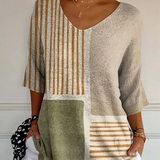 Pull en Tricot pour Femmes avec Motif Géométrique Abstrait