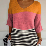 Impression artistique en tricot à motif abstrait pour femmes