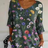 Pull en Tricot à Motif Botanique Printanier Vibrant pour Femmes
