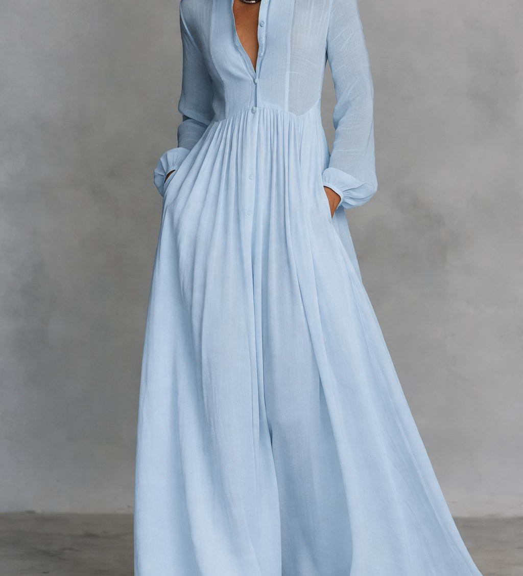 Serena | Robe Maxi Fluide à Boutons