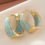 Boucles d'oreilles créoles en perles turquoise ton or | Or