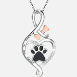 Collier Patte Chanceuse avec Cœur, Os & Infini – Pendentif « Toujours dans mon cœur »