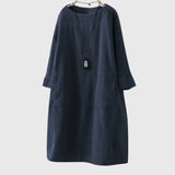 Marguerite | Robe Midi Décontractée en Velours Côtelé