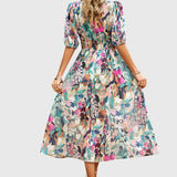 Joyce | Robe Midi Fleurie Flatteuse