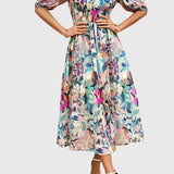 Joyce | Robe Midi Fleurie Flatteuse