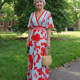 Corinne | Robe Maxi Fleurie à Manches Courtes en V