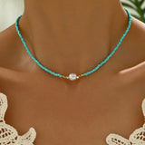 Collier Minimaliste en Turquoise et Perles