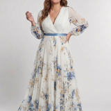 Lavinia | Robe Maxi Fleurie à Manches Longues et Décolleté en V
