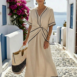 Linnea | Short-Sleeved V-Neck Midi Dress
