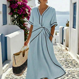 Linnea | Short-Sleeved V-Neck Midi Dress