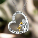 Collier en Argent Sterling 925 – Design Cœur & Chien avec Zirconia