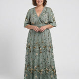 Evadne | Floral V-Neck Short-Sleeved Maxi Dress
