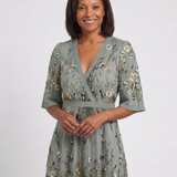 Evadne | Floral V-Neck Short-Sleeved Maxi Dress