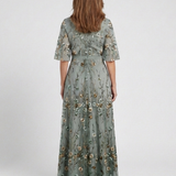 Evadne | Floral V-Neck Short-Sleeved Maxi Dress