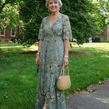 Evadne | Floral V-Neck Short-Sleeved Maxi Dress