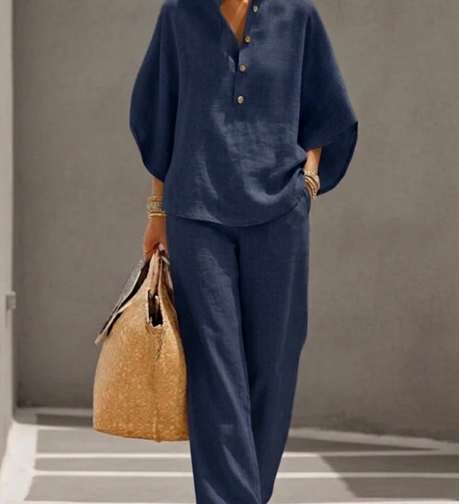 Ensemble printemps décontracté – chemise & pantalon large