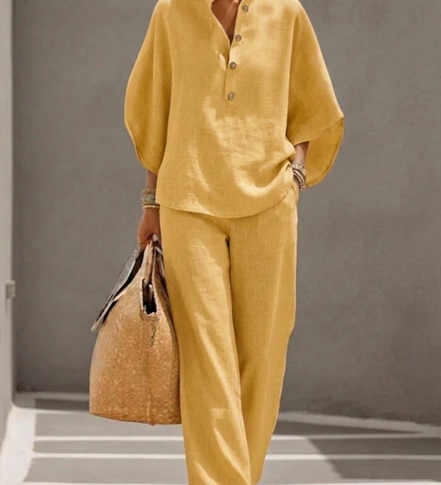 Ensemble printemps décontracté – chemise & pantalon large