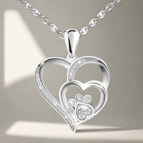 Collier en Argent Sterling avec Patte et Cœur en Zirconia