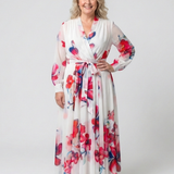 Lillian | Robe Maxi Enveloppe à Manches Longues Florale
