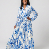 Lillian | Robe Maxi Enveloppe à Manches Longues Florale