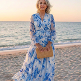 Lillian | Robe Maxi Enveloppe à Manches Longues Florale