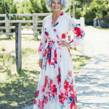 Lillian | Robe Maxi Enveloppe à Manches Longues Florale