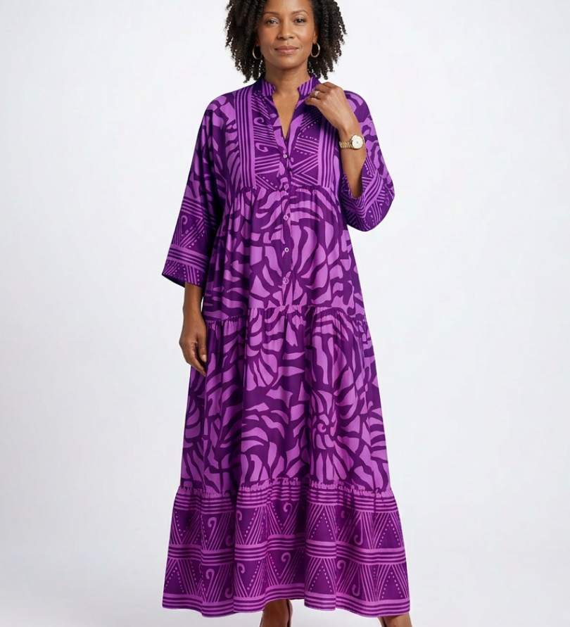 Marielle | Robe Midi à Boutons