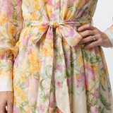 Cressida | Robe longue maxi transparente fleurie à manches longues