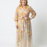 Cressida | Robe longue maxi transparente fleurie à manches longues
