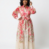 Cressida | Robe longue maxi transparente fleurie à manches longues