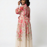 Cressida | Robe longue maxi transparente fleurie à manches longues