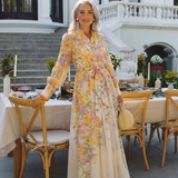 Cressida | Robe longue maxi transparente fleurie à manches longues