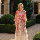 Cressida | Robe longue maxi transparente fleurie à manches longues